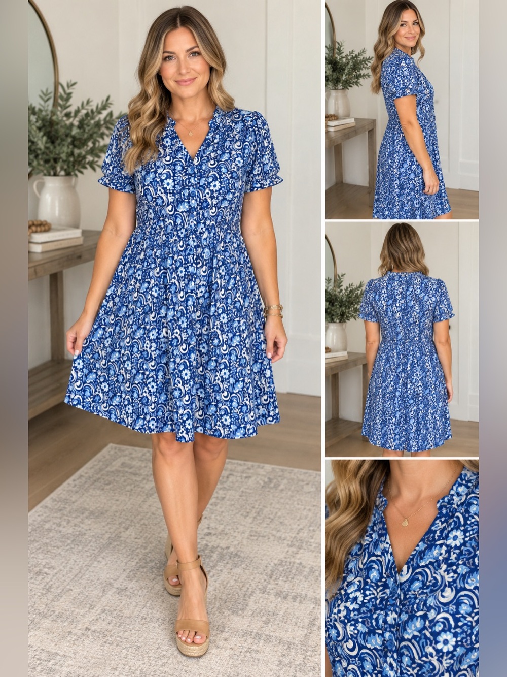 Blair NWT Medium Blue Floral Dress